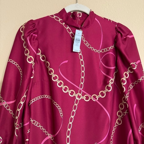 ANN TAYLOR CHAIN PRINT MOCK NECK SHIFT DRESS SZ XS - Picture 4 of 16